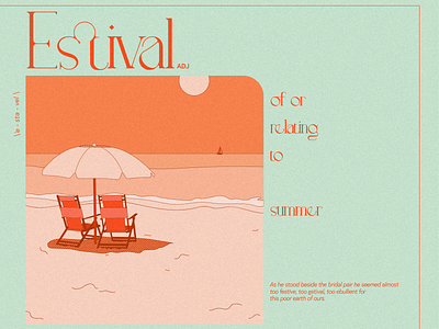 Estival adobe illustrator beach design glossary graphic graphic design halftone illustration island line drawing modern modernism orange procreate summer tropical typography