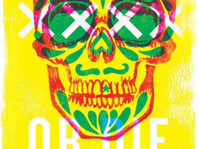 Create or Die overlap overprint printmaking skull sugarskull