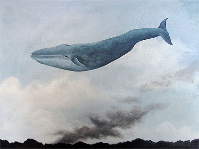 Blue Whale, Prairie Fire blue clouds fire land landscape ocean sky smoke trees whale