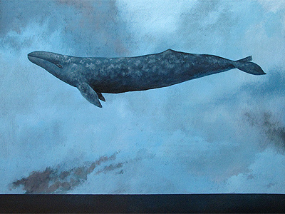 Gray Whale over Ocean Fire