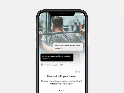 Coach chat app onboarding animation app chat clean design design first shot gym gym chat onboarding ui design