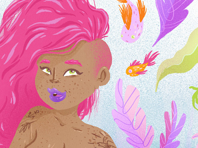 Merbabe progress fish ipad pro mermaid pink procreate