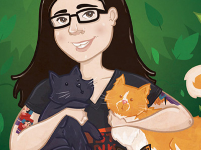isa & kitties illustration portrait