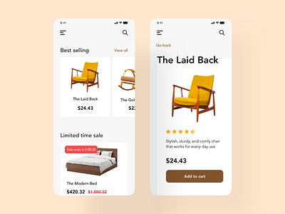 Furniture E-commerce design ecommerce furniture furniture store mobiledesign ui ux xddailychallenge