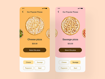 Pizza Menu design mobile mobiledesign pizza menu ui ux uxui xddailychallenge