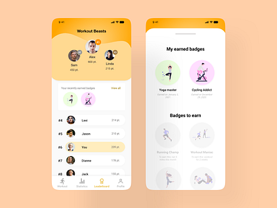 Exercise Scoreboard design exercise scoreboard leaderboard mobile mobiledesign ui ux uxui xddailychallenge