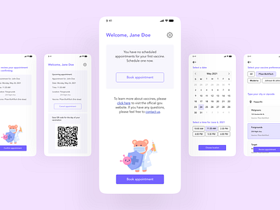 Appointment Scheduler adobe xd adobexd appointments calendar design mobile mobiledesign ui ux uxui vaccine xddailychallenge