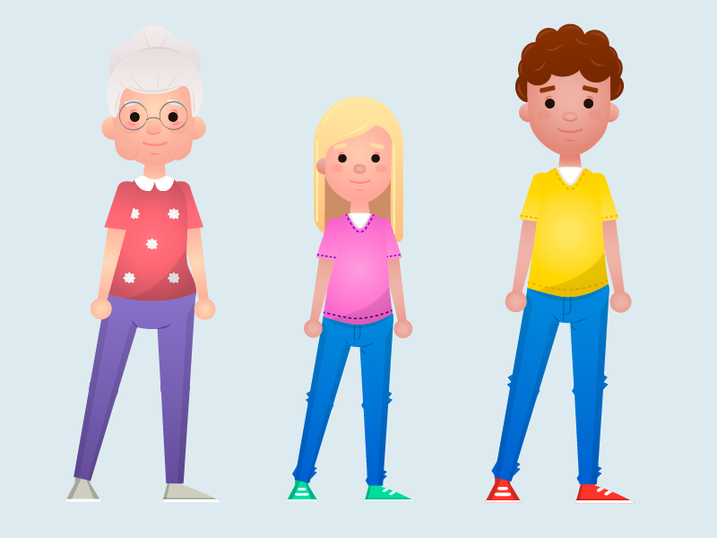 Cláudia Alvim Idiomas - Characters vector illustration