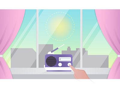 Window curtains illustration radio vector window