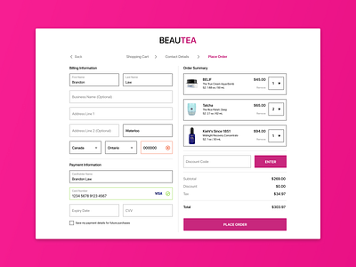 Personal Care Shop Checkout Page app branding checkout color design ecommerce figma shopping sketch typography ui web design