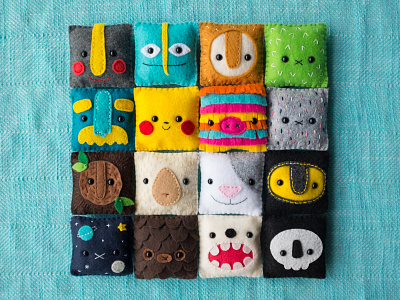 001–016 face felt handmade sewing the100dayproject