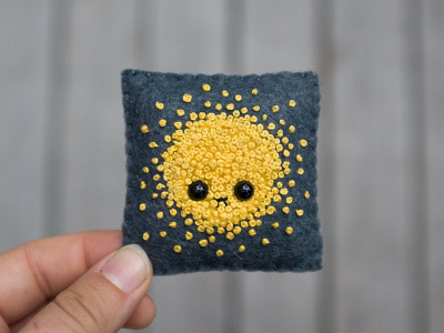 069 embroidery face felt french knot handmade sewing the100dayproject