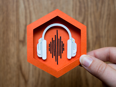 Beatmaker Paper Patch handmade headphones papercraft patch