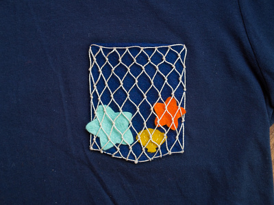 022 👕🏖 felt fishnet handmade net pocket shell starfish t shirt the100dayproject