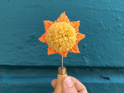 001 ☀️ handmade pom pom sun the100dayproject yarn