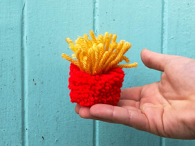 007 🍟 fries handmade pom-pom the100dayproject yarn