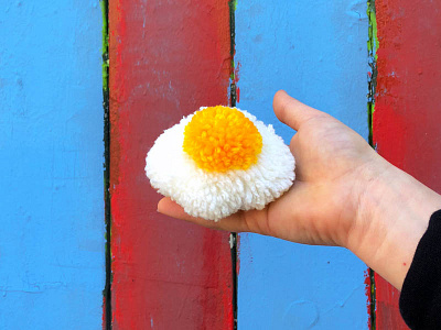024 🍳 egg handmade pom pom the100dayproject yarn yolk