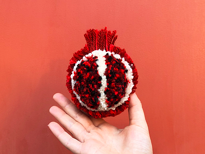 038 🔴 handmade pom pom pomegranate the100dayproject yarn