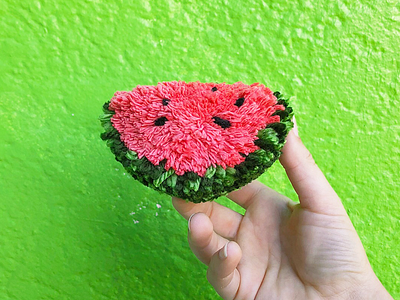 046 🍉 handmade pom pom the100dayproject watermelon yarn
