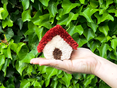049 🏠 handmade house pom pom the100dayproject yarn