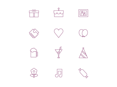 Birthday Themed Icons iconography