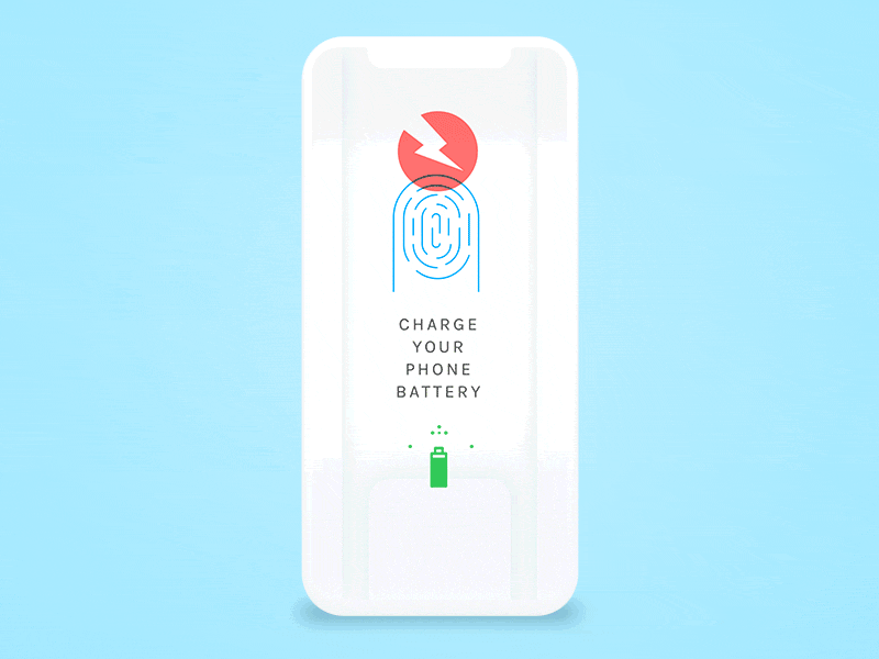 Recharge your phone with the energy of your thumbs apps fingerprint futurist interfacedesign ios iphonex mobile ui uidesign ux uxdesign