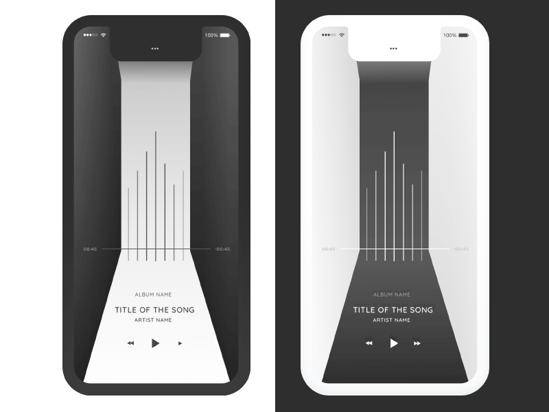 In-the-box Series : B&W M-Player - Retro Colors Spectre 3d art art direction design interface ios iphonex mobile music ui ux