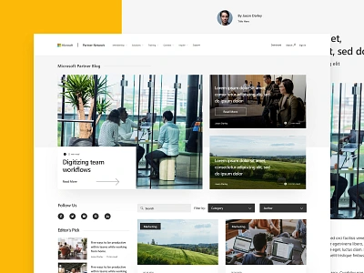 Microsoft Partner Blog Design black blog blog design clean content microsoft minimal msft tech technology typography ui ux web web design white