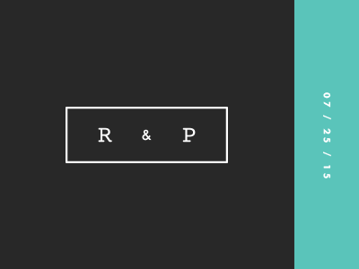 R & P black and white brand branding mark personal stationery teal wedding