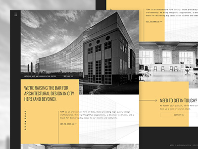 Arch Firm Site arch architecture black buildings responsive design web design yellow