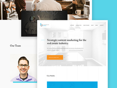 Agency Site Design agency blue content marketing dallas marketing automation minimal offset orange responsive design typography web design website