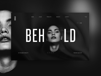 Behold beauty black and white clean dallas design fashion home page layout parker peterson typography ui ui design ux ux design web web design