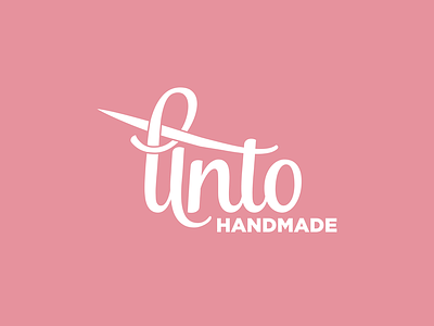 Unto Handmade Logo Design | Knitting Company cotton crochet handmade knit knitting logo needle pin stitch string thread unto