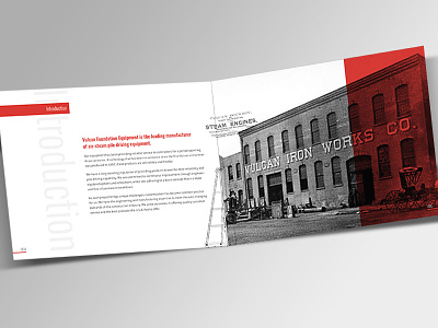 A History in Iron 2 color brochure halftone historic industrial multiply page layout