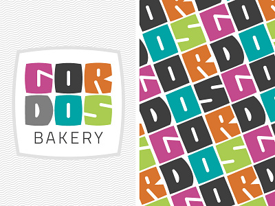 Colorful Bakery brand graffiti hand drawn type lettering logo multicolor pattern step and repeat