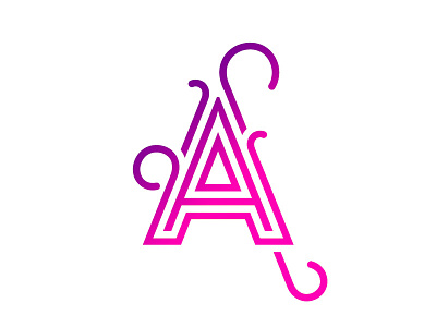 A is for Aroma a curls fuchsia linework logo magenta monogram tristroke typegang typography