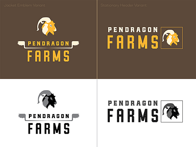 Pendragon Logo Variants brown farm farms goat gold golden ratio golden ratios logo