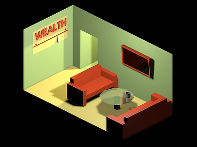 Living Room c4d isometric low poly low polygon