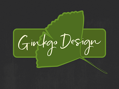 Landscape Design Company Logo Concept: Dynamic ginkgo green landscape leaf logo script
