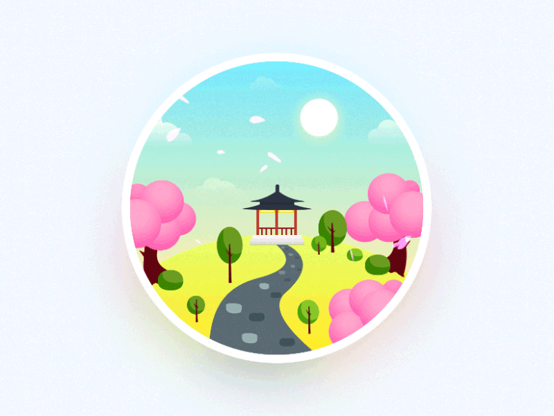 Cherry fly color gif，sketch icon illustration ui