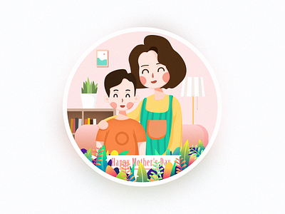 Happy Mothers Day color icon illustration ps，sketch ui