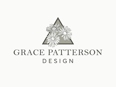 Grace Patterson Design Logo branding clean daisy feminine floral flower flower illustration graphic design line art logo muted colors nature olive romantic serif font simple soft vintage