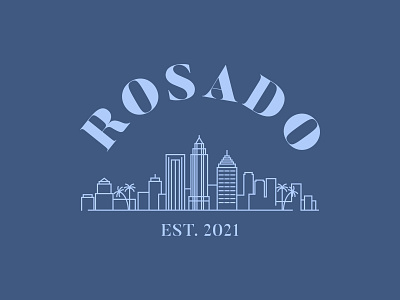 Rosado Jacket Embroidery Design all caps black lettering cityscape clean embroidery est. established florida graphic design jacket line drawing serif simple tampa white