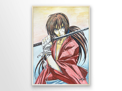 Samurai X: Rurouni Kenshin Drawing anime art artist colored pencil drawing ink japanese art pen rurouni kenshin sketch watercolor