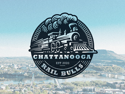 Rail Bulls Logo chattanooga est 2020 graphic design inverted logo rail bulls railroad tracks train vector