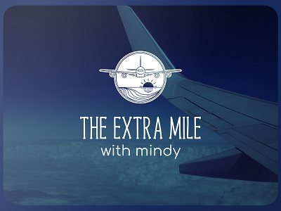The Extra Mile with Mindy Logo beach blue gold illustrator line art line drawing ocean plane purple simple sun teal travel agency travel agent trip planning tropical vector