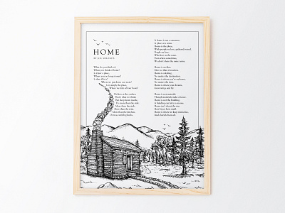 "Home" Poem Ink Illustration appalachia drawing early american family forest home house illustration ink log cabin loose love mountains pen poem rustic sketch togetherness trees woods