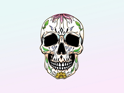 Sugar Skull Drawing art marker copic markers drawing flowers illustration leaves lotus nature sketch sugar skull vector