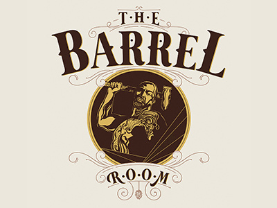 The Barrel Room Logo aged alcohol barrel beer craft brewery hipster illustration logo design tap room