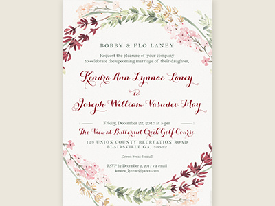 Floral Wreath Wedding Invitation